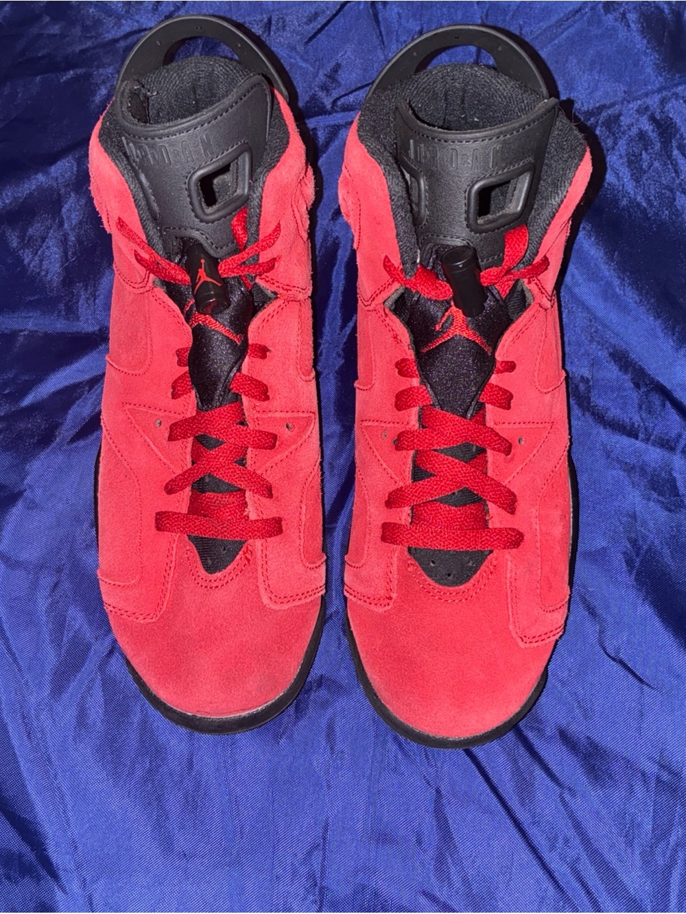 Jordan Men’s Red and Black Suede High-Top Sneakers